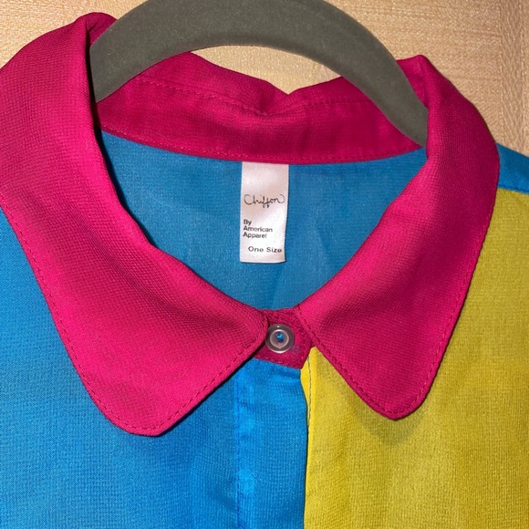 AMERICAN APPAREL Color Block Chiffon Shirt - Picture 2 of 8